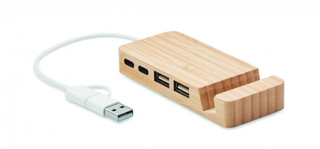 4 portin USB-keskitin bambua HUBSTAND, hinta 8,72€