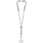 Addie sublimaatiopainettu kaulanauha puhelinpidikkeellä ja turvalukolla Valkoinen Valkoinen