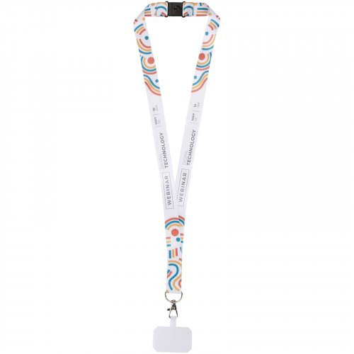 Addie sublimaatiopainettu RPET-kaulanauha puhelinpidikkeellä ja turvalukolla Musta Valkoinen, hinta 1,30€