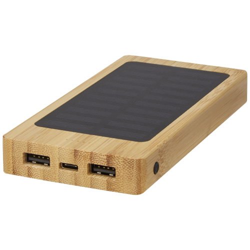 Alata aurinkokennoilla lataava 8000 mAh:n varavirtalähde bambusta Beige, hinta 23,98€