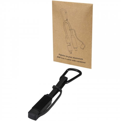 Algieba 65 W 5-in-1-latauskaapeli kierrätetystä alumiinista, karabiinikiinnikkeellä Musta, hinta 5,60€