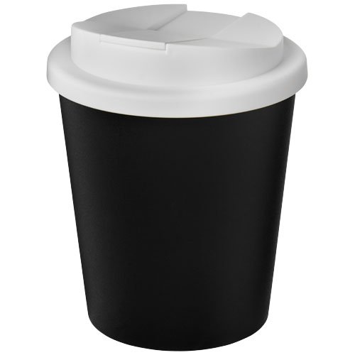 Americano® Espresso Eco 250 ml kahvimuki kierrätetystä materiaalista. Läikkymätön kansi. Musta Valkoinen, hinta 6,80€