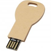 Avaimenmuotoinen kierrätyspaperista valmistettu USB 2.0 Kraft ruskea