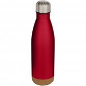 Cove 500 ml:n kaksiseinämäinen tyhjiöeristetty ruostumattomasta teräksestä valmistettu vesipullo korkkisella yksityiskohdalla. Punainen