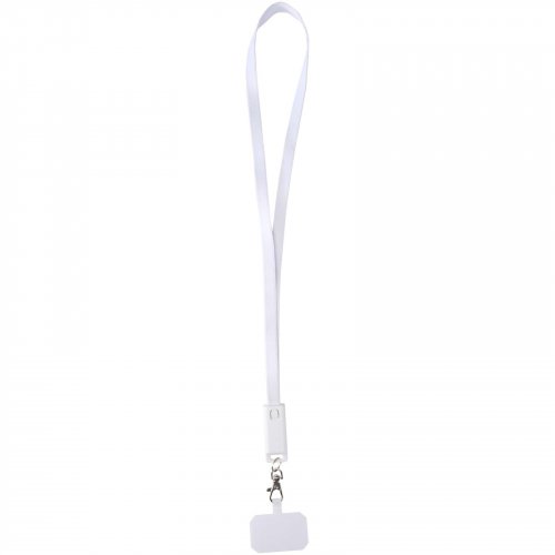 Franz kierrätetystä muovista valmistettu älypuhelinkaulanauha, jossa on sisäänrakennettu datasynkronointi- ja 65 W:n 5-in-1-pikalatauskaapeli Valkoinen, hinta 7,38€