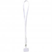 Franz kierrätetystä muovista valmistettu älypuhelinkaulanauha, jossa on sisäänrakennettu datasynkronointi- ja 65 W:n 5-in-1-pikalatauskaapeli Valkoinen