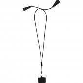 Funi kierrätetystä muovista valmistettu älypuhelinkaulanauha, jossa on sisäänrakennettu datasynkronointi- ja 100 W:n 5-in-1-pikalatauskaapeli Musta