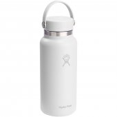 Hydro Flask Wide Mouth 946 ml:n vesipullo eristetty ruostumattomasta teräksestä valmistettu Valkoinen