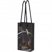 Käsintehty integra-paperikassi 170 g/m2 muovinarukahvoilla – 9,5 x 4 x 17 cm Valkoinen Musta