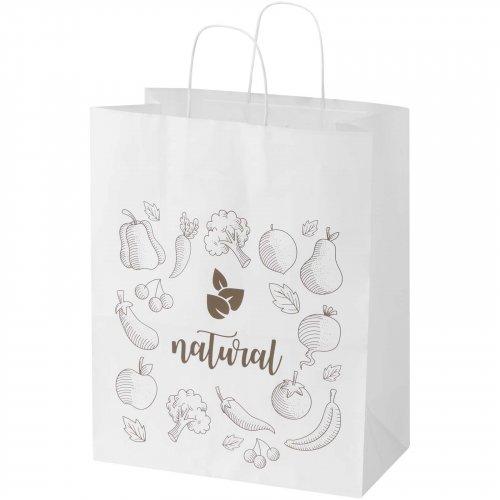 Kraft 80–90 g/m2:n paperikassi kierrekahvoilla – 32 x 17 x 39 cm Valkoinen, hinta 0,70€