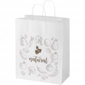 Kraft 80–90 g/m2:n paperikassi kierrekahvoilla – 32 x 17 x 39 cm Valkoinen