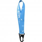 Leif sublimaatiopainettu RPET-nauha karabiinilla Valkoinen