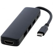Loop RCS -kierrätetystä muovista valmistettu multimediasovitin USB 2.0–3.0 HDMI -liitännällä Musta