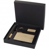 Minka RCS-kierrätetystä alumiinista valmistettu kuulakärkikynän, avaimenperän ja RFID-korttikotelon lahjasetti Natural Musta