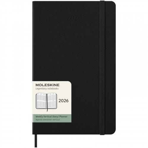 Moleskine kovakantinen pystysuuntainen L- kalenteri 12 kuukaudelle Musta, hinta 31,82€
