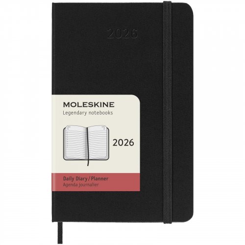 Moleskine kovakantinen taskukokoinen kalenteri 12 kuukaudelle Musta, hinta 27,66€