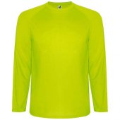 Montecarlo pitkähihainen miesten urheilu t-paita, 150 g/m² Fluorikeltainen