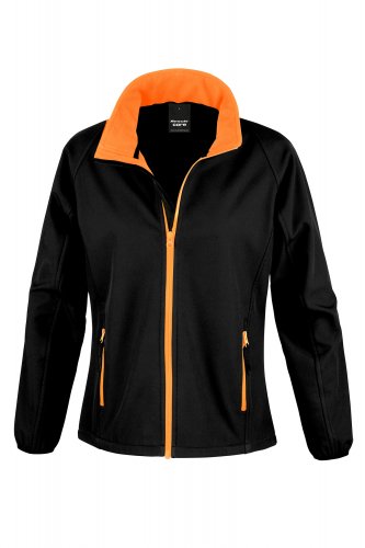 NAISTEN PAINETTAVA CORE SOFTSHELL-TAKKI Black - Orange XS, hinta 29€