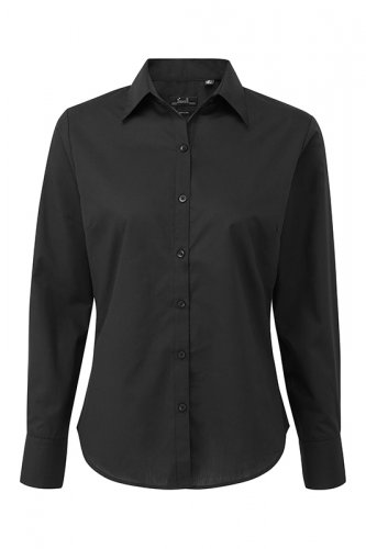 NAISTEN PITKÄHIHAINEN POPLIINIKAULUSPAITA Black XS, hinta 22,50€