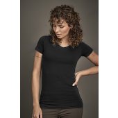 NAISTEN V-AUKKOINEN EXTRAPITKÄ STRETCH TEE Black S