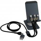 SCX.design O32 taitettava puhelinteline 3-in-1-latauskaapelilla Pistoolimetalli