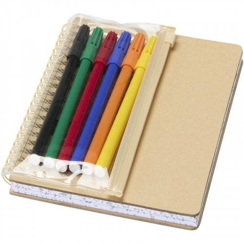 Squiggle B6 -kovakantinen muistikirja ja tussisarja Natural, hinta 3,54€