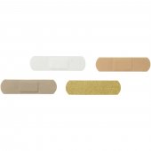 Viisiosainen laastarisetti täysväripainetulla kartonkikuorella Valkoinen