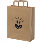 Voimapaperikassi 80-90 g/m2 litteillä kahvoilla – 25 x 11 x 32 cm Kraft ruskea