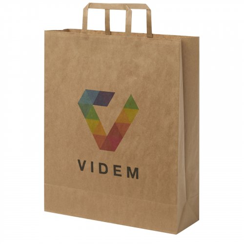 Voimapaperikassi 80-90 g/m2 litteillä kahvoilla – 32 x 12 x 40 cm Kraft ruskea, hinta 0,68€