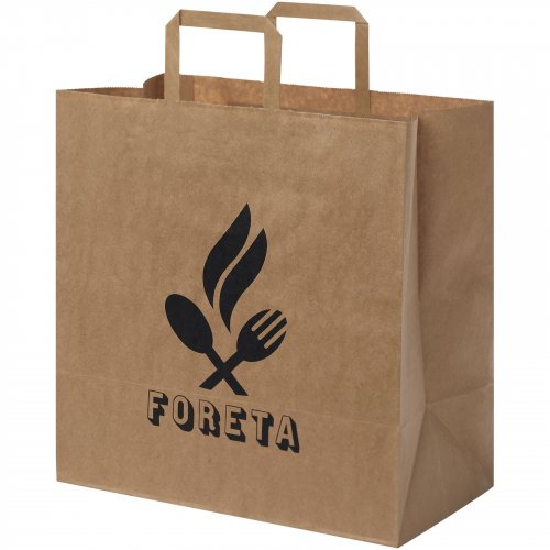 Voimapaperikassi 80-90 g/m2 litteillä kahvoilla – 34 x 20 x 35 cm Kraft ruskea, hinta 0,72€
