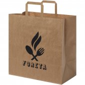 Voimapaperikassi 80-90 g/m2 litteillä kahvoilla – 34 x 20 x 35 cm Kraft ruskea