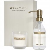 Wellmark Discovery 250 ml:n käsisaippua-annostelija ja 150 g:n tuoksukynttiläsetti Valkoinen